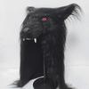 Black Wolf Head Mask Latex Plush Full Cover Halloween Cosplay Party Costume