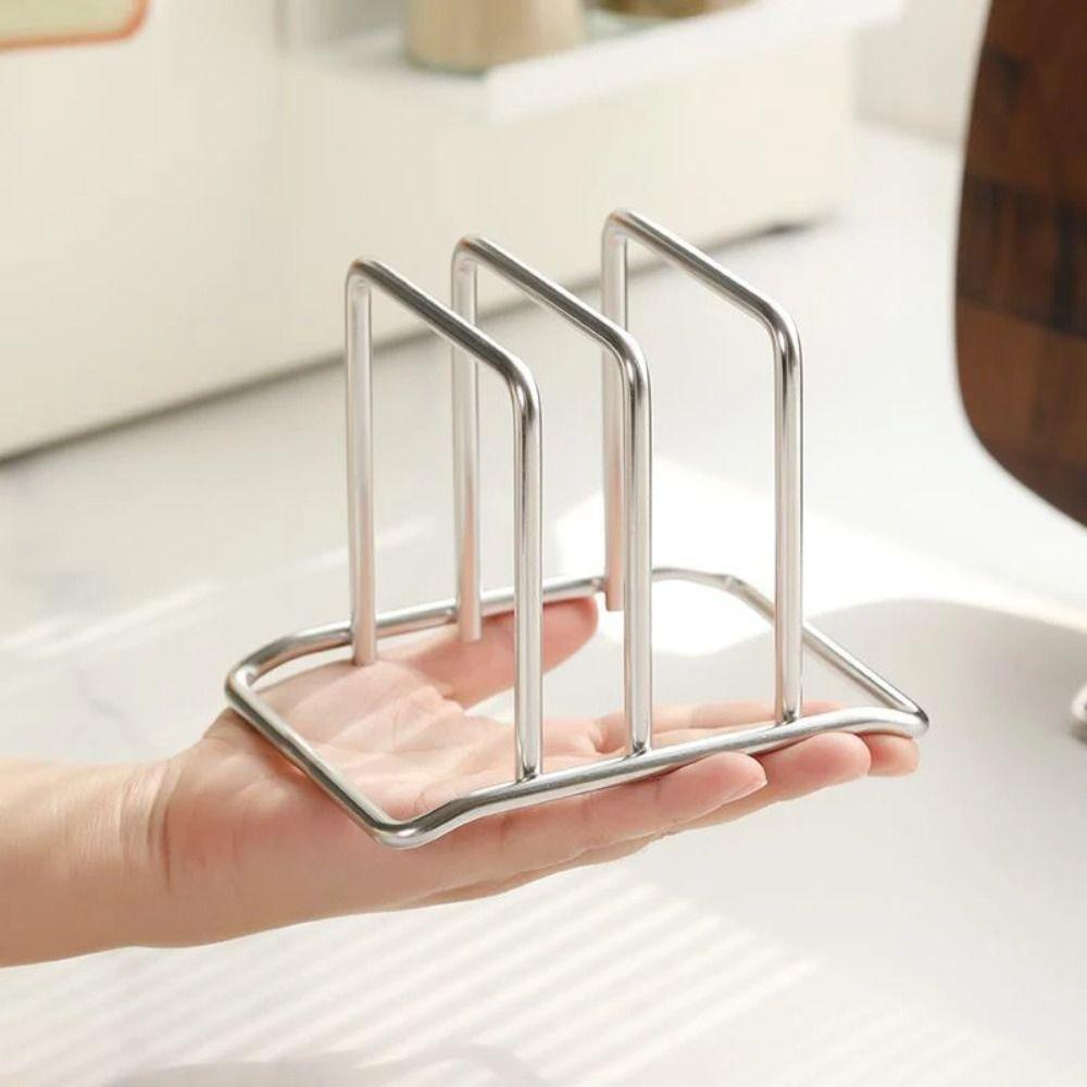 2 Sectional Cutting Board Holder Stainless Steel Chopping Board Organizer Kitchen Storage Rack