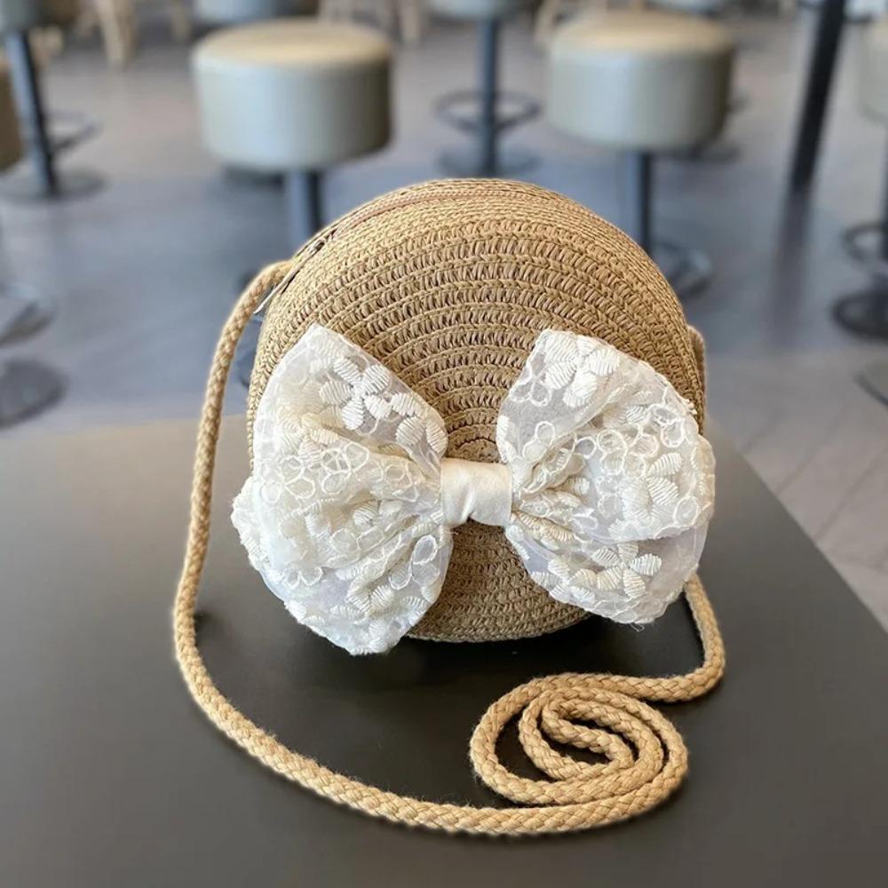 Дышащая пляжная шляпа принцессы, ручная работа, сумка через плечо, летняя соломенная шляпа для маленьких девочек