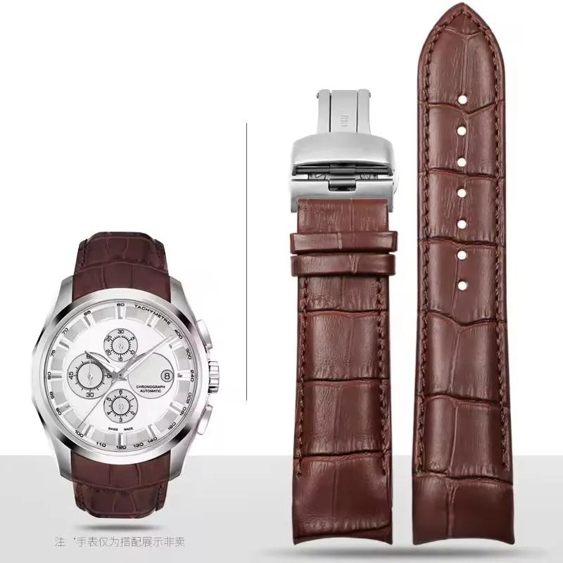 Изогнутый Кожаный Ремешок для Часов 22мм 23мм 24мм для Tissot Couturier T035 Ремешок для Часов Стальная Пряжка Браслет на Запястье