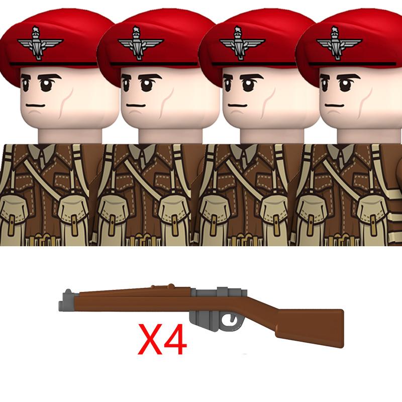 Нетоксичные Moc WW2 Британские Военные Солдаты Строительные Блоки Военно-Воздушные Силы Армия Пехота Шлемы Оружие Аксессуары для Оружия Кирпичи Игрушки Детский Подарок