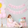 2 Pcs Pre Strung Pink Gingham Sweet Baby Girl Banner Pink Girl Baby Shower Banner Decorations for Gender Reveal Party Decor Supplies Table Wall