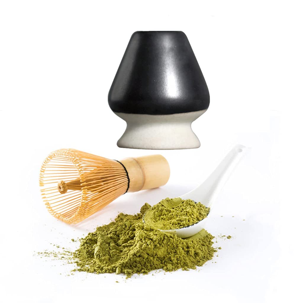 Керамическая подставка для часена матча, традиционный японский аксессуар для набора матча (Черное и белое)