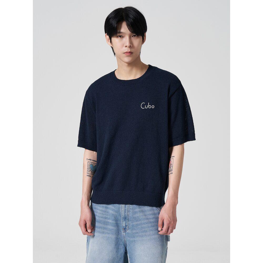 8SECONDS Boucle Round Embroidered Knit Pullover Navy (454651Fq1R)