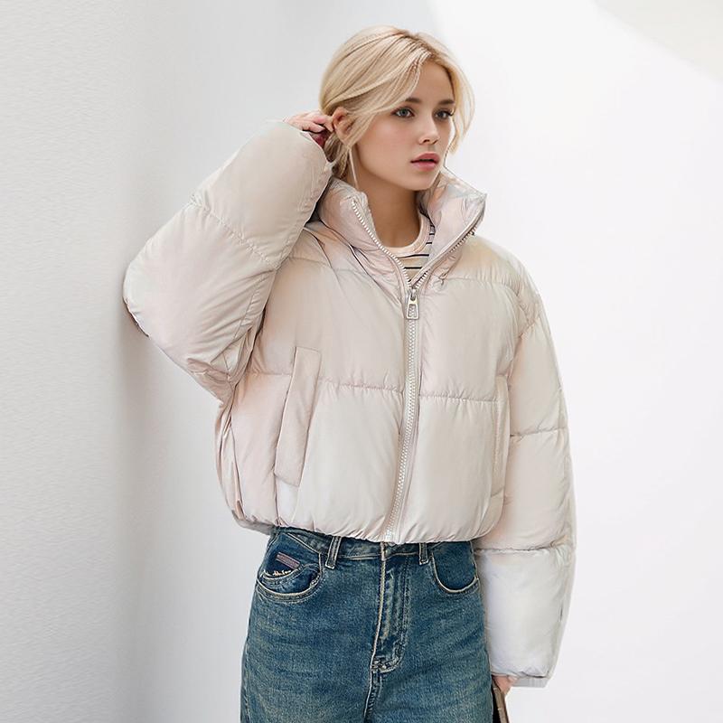 Зимняя женская короткая хлопковая куртка, утолщенная, теплая, модная, стоячий воротник, длинное хлопковое пальто, однотонная куртка на молнии, свободный халат