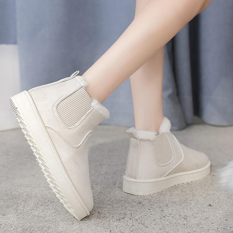 Женские зимние ботинки из искусственной замши, больших размеров, теплые, утолщенные, с плюшевой хлопковой подкладкой, удобные, противоскользящие, на платформе, ботильоны