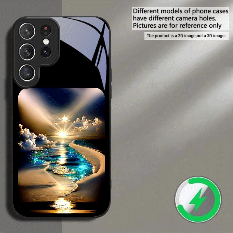 Фантастический ночной пейзаж Для Samsung S26 S20 Ultra S21 Pro S22 Plus S23 FE S24 Ultra S25 Для Magsafe Чехол на телефон со стеклянной задней панелью и бортиками