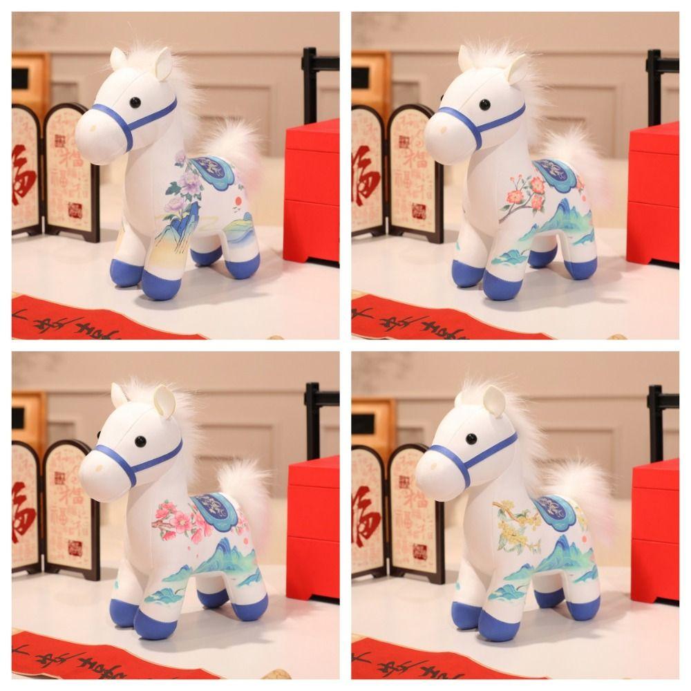 PP Cotton Cartoon Steed Doll Chinese Style Plush Horse Doll Pendant Festive Decor