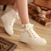 Женские белые туфли с заклепками, высокие женские повседневные парусиновые кроссовки, удобные кроссовки на плоской подошве, женские ботильоны с пряжкой Strladap