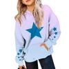 Girls Long Sleeve Printed Gradient Color Children's Hooded Pocket Sweatshirt