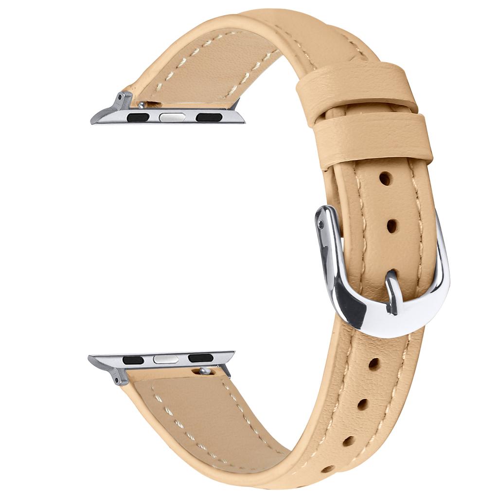Watch Band For Apple Watch Ultra 3 2 1 49mm/Series 11 10 46mm/9 8 7 45mm/SE3 SE2 SE 6 5 4 44mm/3 2 1 42mm Genuine Cow Leather Strap with Silver Buckle