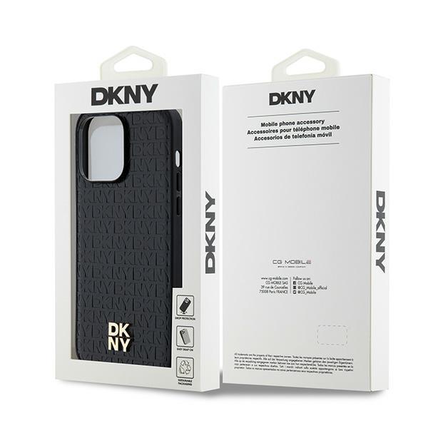 DKNY DKHMP14XPSHRPSK iPhone 14 Pro Max6.7" black/black hardcase Leather Monogram Pattern Metal Logo MagSafe