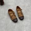 Туфли из натуральной кожи весна-лето винтажные женские туфли ручной работы с квадратным носком на плоской подошве из мягкой коровьей кожи