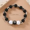 Billiard Black Ball 8 Beads Bracelet Men Women Handmade Cross Lucky Elastic Bracelet Male Hip Hop Jewelry Accessories