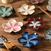 Vintage Ceramic Craft Dish Flower Shaped Small Dish Creative Dipping Sauce Small Dish Multi-color Kiln Transformed Dish Gift