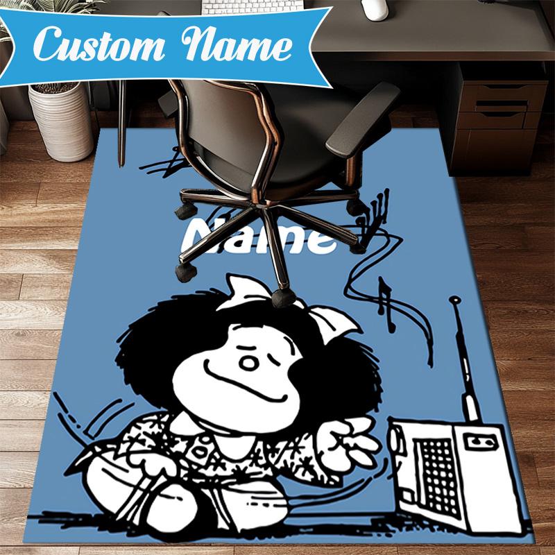 Custom Name Mafalda's Portrait Rug Game Carpet, Floor Mat for Bedroom Living Room Entryway Rug, Home Decor Idea Gift for Christmas birthday