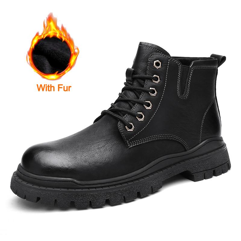 Осень-зима Новые мужские повседневные ботинки Толстые универсальные уличные ботинки Роскошные кожаные формальные мужские туфли Ботильоны ручной работы