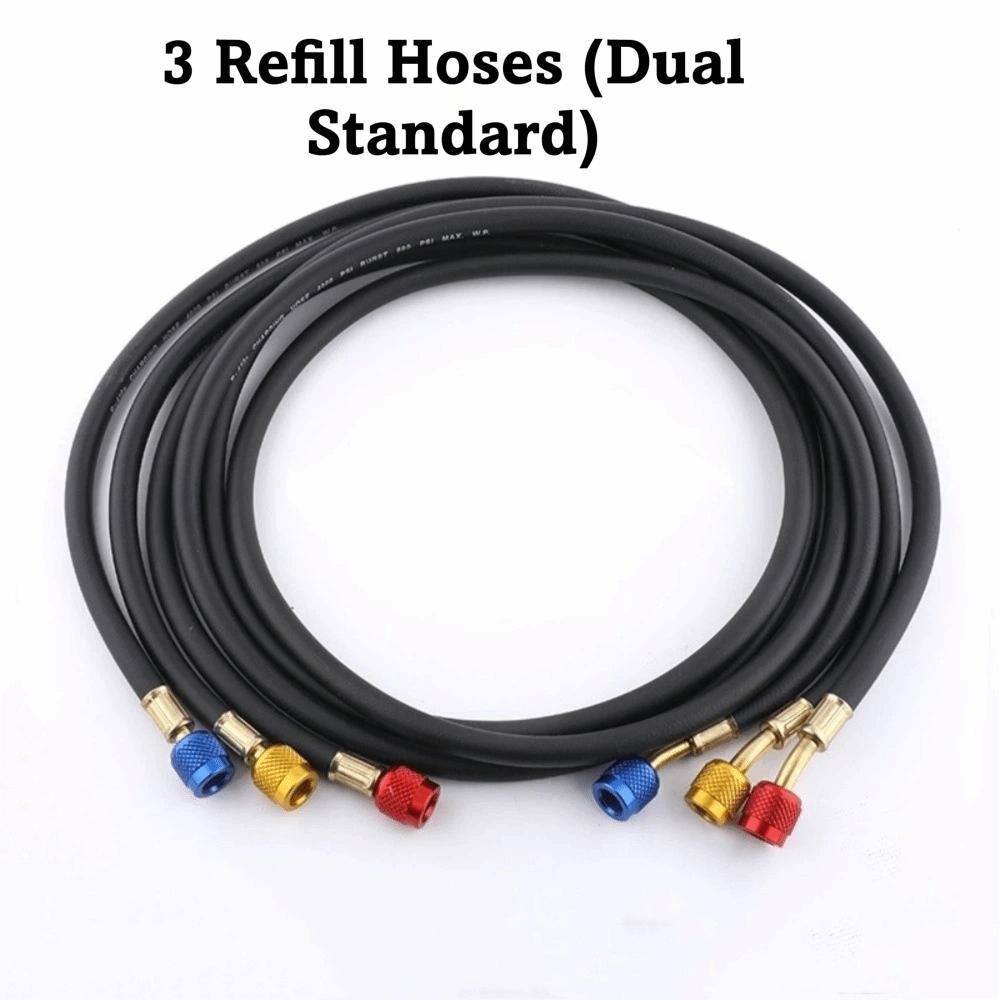 Rubber Charging Hose Set Fluoridation Detection SAE Standard Refrigerant Charging Hoses 4000psi Burst Pressure