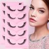 5 Pairs Of Oblique Flying Fox False Eyelashes, Natural Thick Curled Eyelashes, Simulated Cat Eyelashes