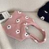 Cusual Embroidery Flower Tote Bag Large Capacity Fluffy Shoulder Bag Plush Underarm Bag  Travel