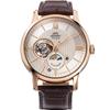 Мужской RN-AS0002S (SUN&MOON Полускелет) Круглые часы коричневые из нержавеющей стали аналоговые