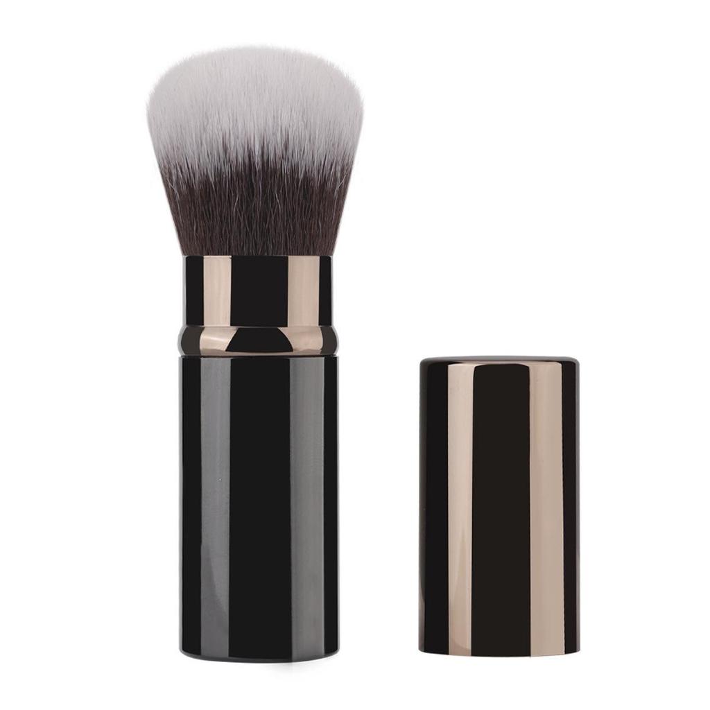 Compact Retractable Travel Powder Brush - Soft Makeup Tool for Blush and Beauty Touch-Ups