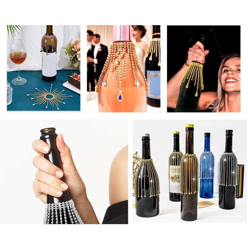 Sparkling electroplated rhinestone tassel red wine bottle decoration, rhinestone pendant decoration, claw chain diamond chain wine cabinet decoration