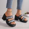 Fashion Women Elegant Wedge Sandals Summer Pumps Platform Sandal Roman Crystal Peep Toe Sandal Ladies Glistening Slippers Plus Size 42