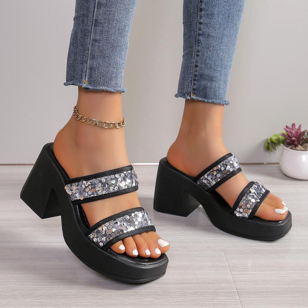 Fashion Women Elegant Wedge Sandals Summer Pumps Platform Sandal Roman Crystal Peep Toe Sandal Ladies Glistening Slippers Plus Size 42