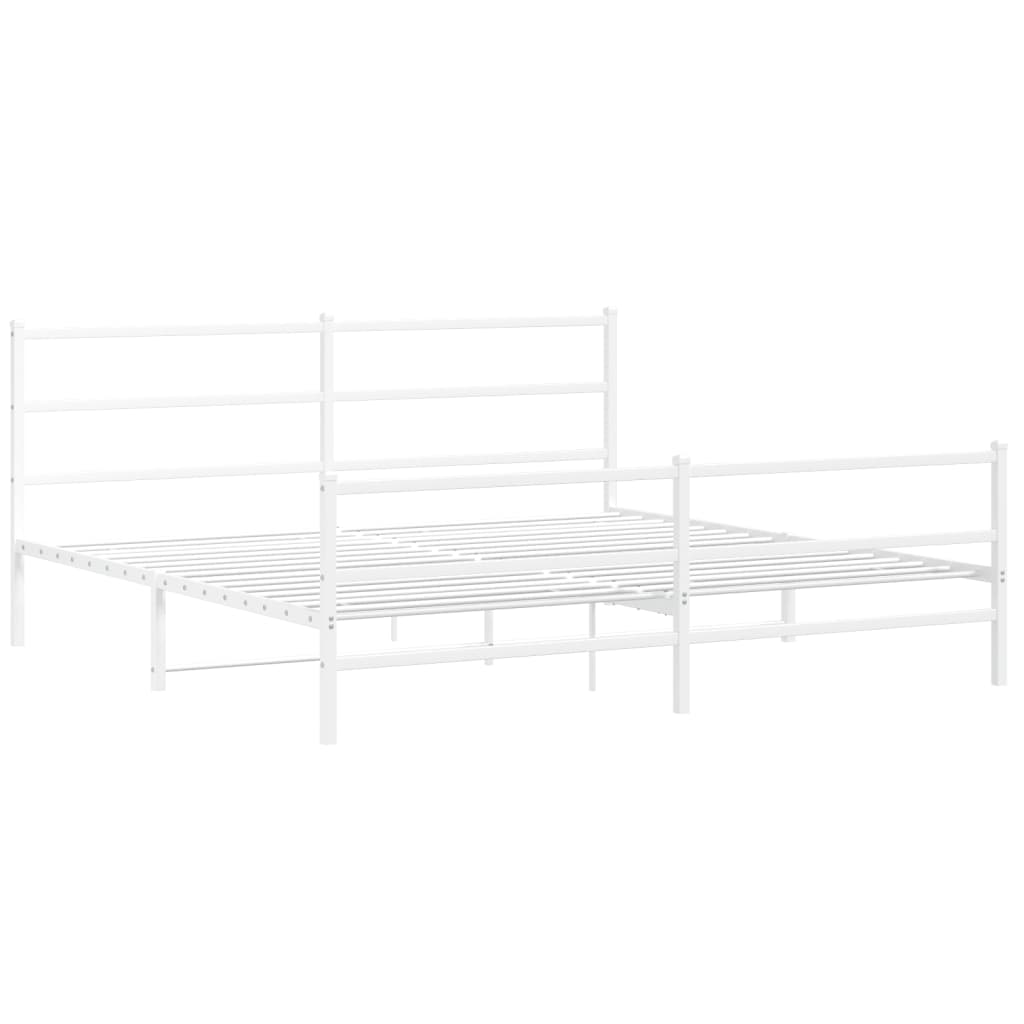 Vidaxl Металлическая Рама Кровати С Изголовьем И Изножьем, Белая, 193X203 См