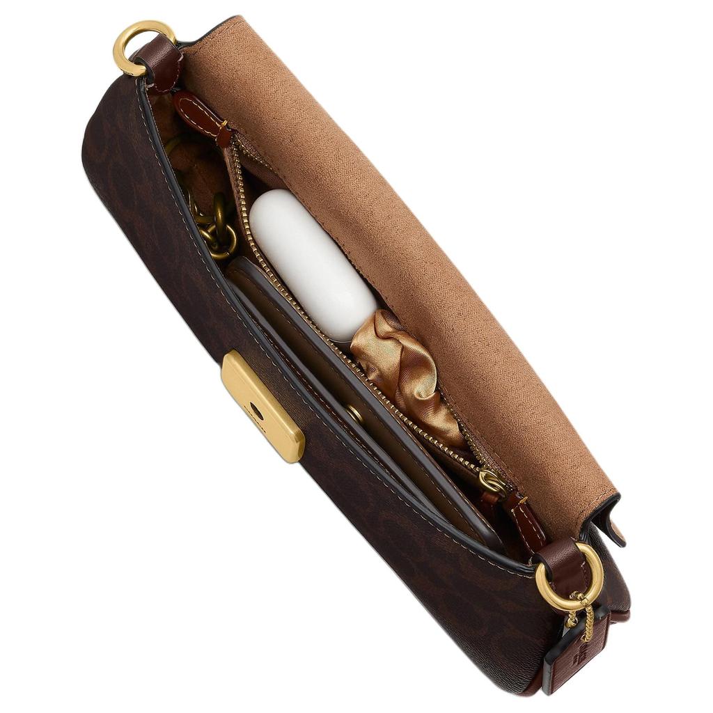 COACH Jet Coated Canvas With Cow Leather Crossbody Bag, Shoulder Bag Medium Women's Maple Brown CBA83-B4YDT