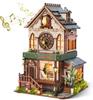 FUNPOLA 3D Книжная полка-уголок с звуком кукушки, деревянный пазл, набор для сборки миниатюрного кукольного домика, держатель для книжной полки, закладка, дисплей, набор для творчества. Подходит для