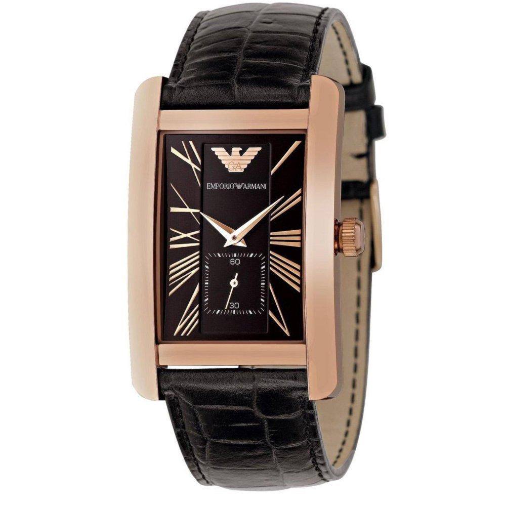 Emporio Armani AR0168 Прямоугольные мужские часы с розовым золотом
