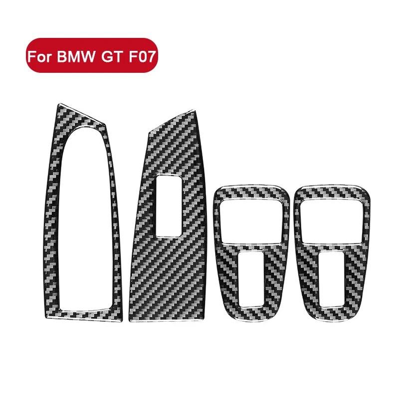 4PCS For BMW F07 GT Car Window Lifter Control Frame Window Switch Decor Armrest Panel Stickers Carbon Fiber Accessories