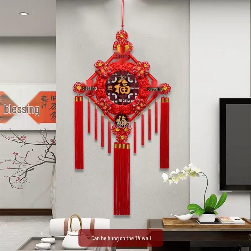 Большой кулон из персикового дерева с иероглифом Фу для гостиной: Украшение «Китайский узел» для стены или двери