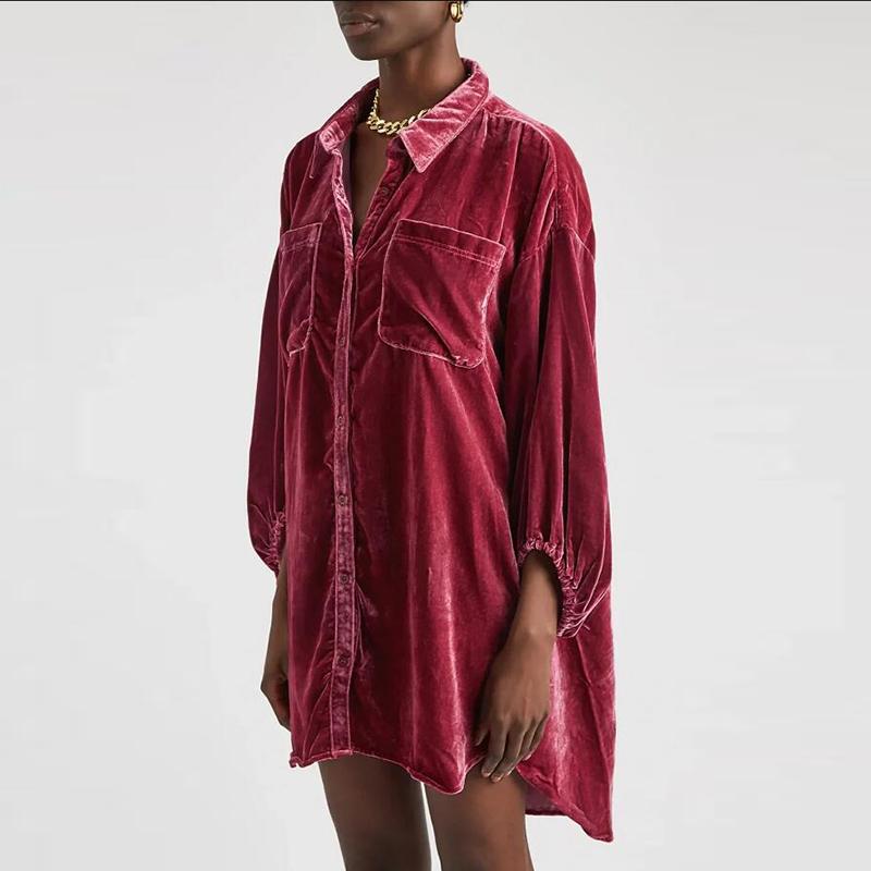 Осенняя свободная длинная рубашка с рукавами-фонариками, офисные женские модные женские рубашки, зимняя золотая бархатная блузка, топы, женская одежда 30091