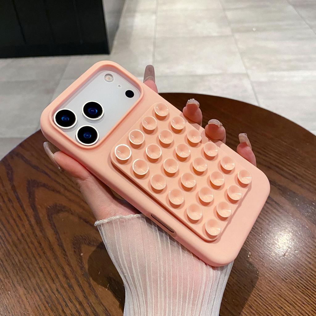 Suction Cup Silicone Phone Case, Hands-free Sticky Holder Cover, Shockproof Anti-slip Back Case for IPhone