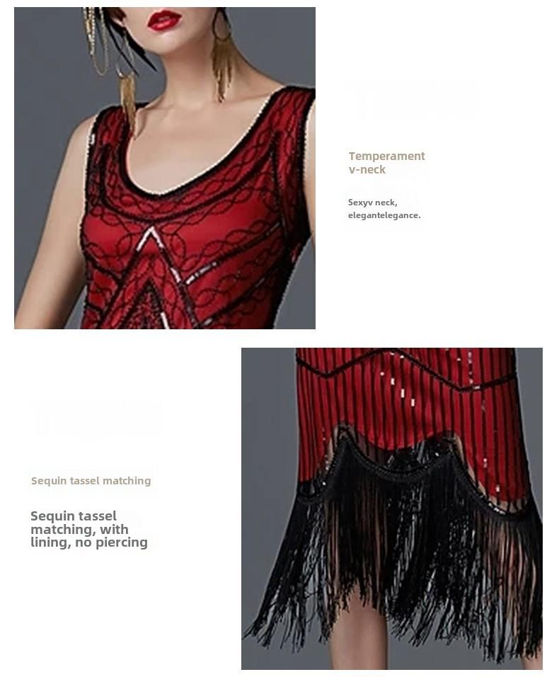 Платье в стиле ретро 1920-х годов с кисточками - сценический костюм для бала Гэтсби