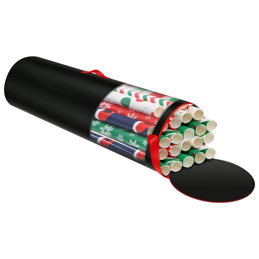 40-дюймовый мешок для хранения упаковочной бумаги, водонепроницаемая ткань Оксфорд, органайзер для рождественской подарочной упаковки с ручками, вмещает до 24 рулонов