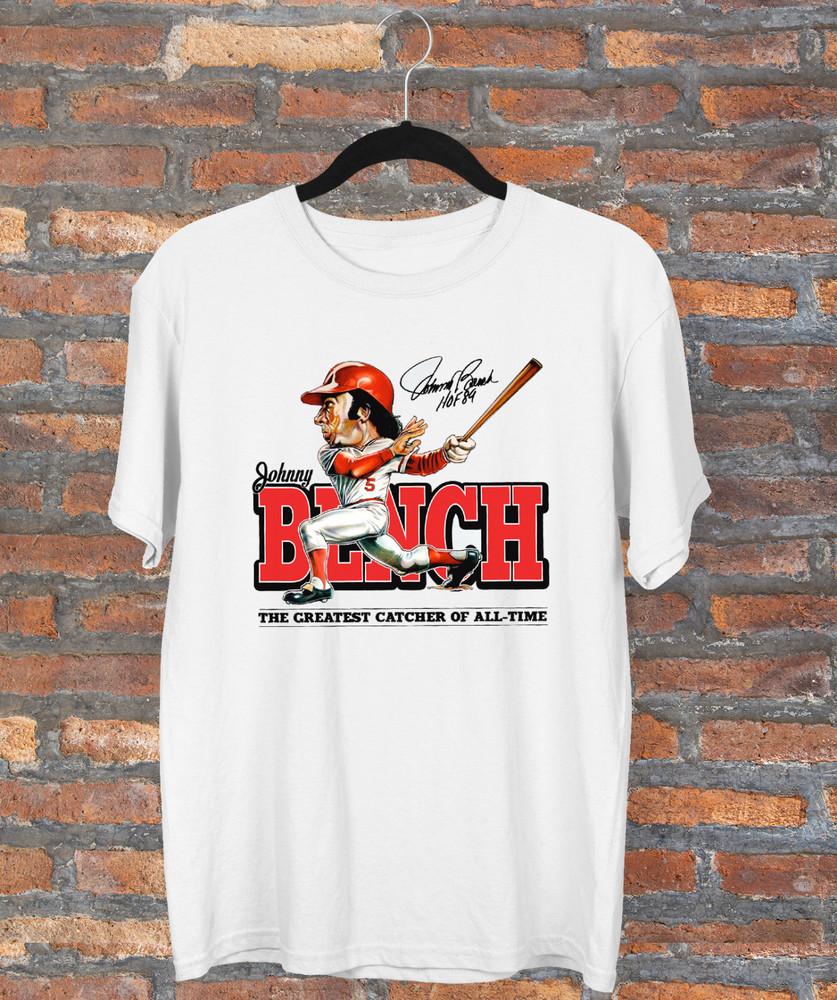Johnny Bench T-shirt White Short Sleeve Size JJ4393