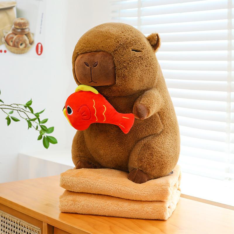 Tortoise Plush Capybara Stuffed Animal Travelfriendly With 2in1 Pillow Blanket