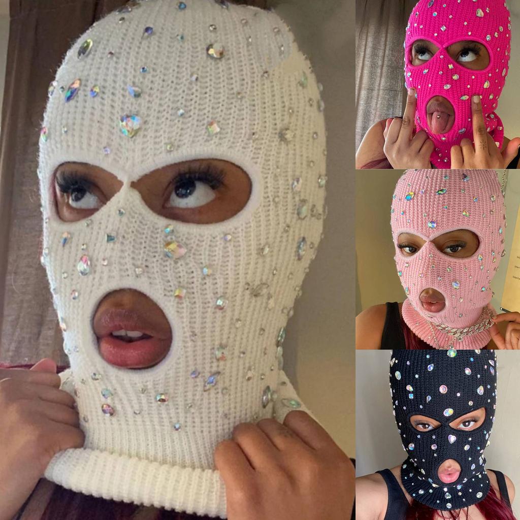 Балаклава Блингблинг Маска для лица Шапка с драгоценностями Капюшон Грелка для шеи для улицы Хэллоуин Косплей Шапка-балаклава