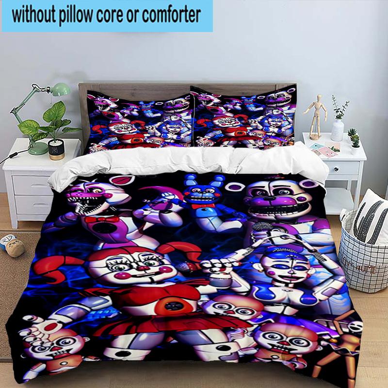 1PC Fnaf Character Collage 3pcs Bedding,Including 1pc Duvet Cover And 2pcs Pillowcases Perfect for Christmas,Ideal for Bedroom, Dormitory