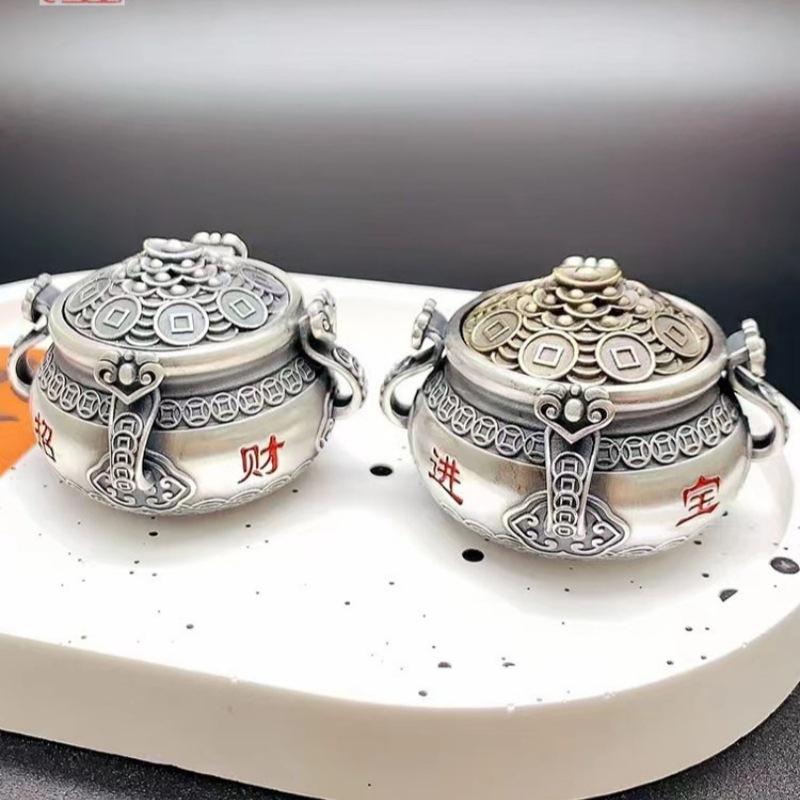 Ручка для горшка с сокровищами в китайском стиле, игрушка в стиле ретро, маленькое украшение в виде чайного питомца, вращающаяся подвеска посередине