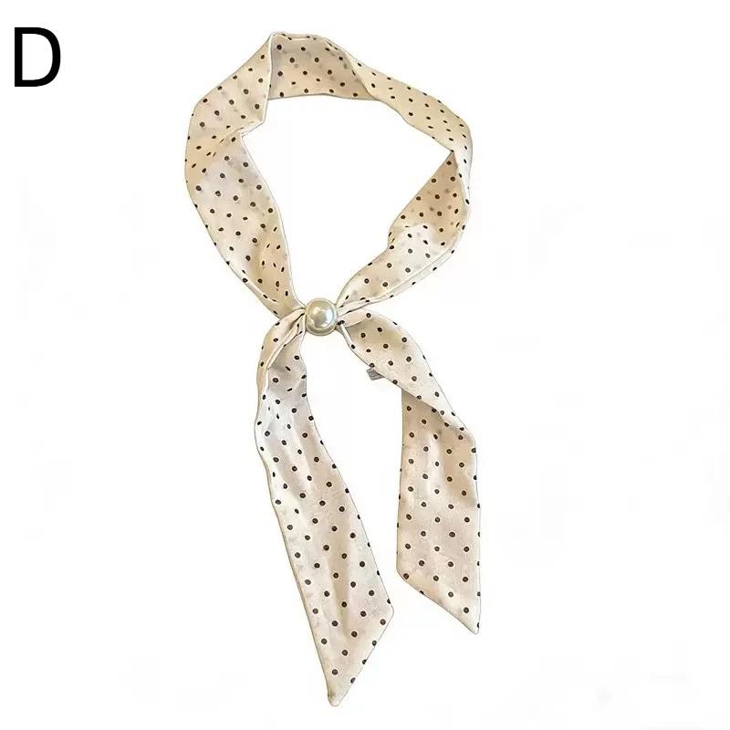 Vintage Polka Dot Chiffon Beaded Scarf For Women Lightweight Sheer Neck Scarf Fashion Accessory For Summer Daily Wear & Outfits