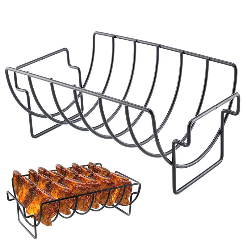Подставка для ребрышек с антипригарным покрытием, подставка для ребрышек и жаровни из нержавеющей стали, подставка для гриля для курицы, говядины, ребрышек, корзина для гриля