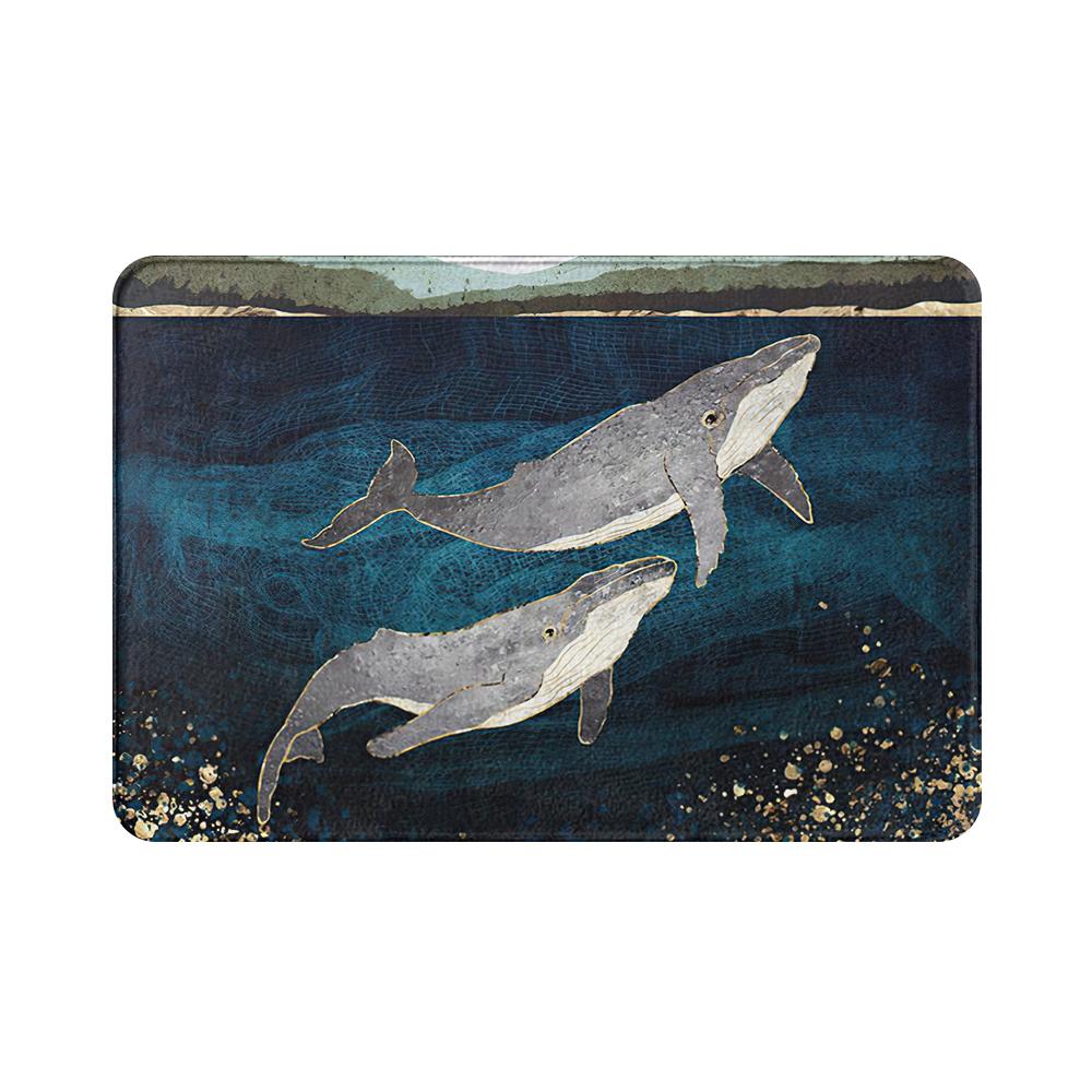 Marine Style Door Mat Floor Carpet for Living Room Coral Fleece Rug Sea Turtle Whale Pattern Anti-Slip Doormat Home Decor