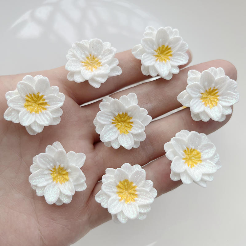 10Pcs Pure White Flower Resin Flat Back Diy Wedding Decoration Flower Shaped Scrapbook Jewelry Making Accessories