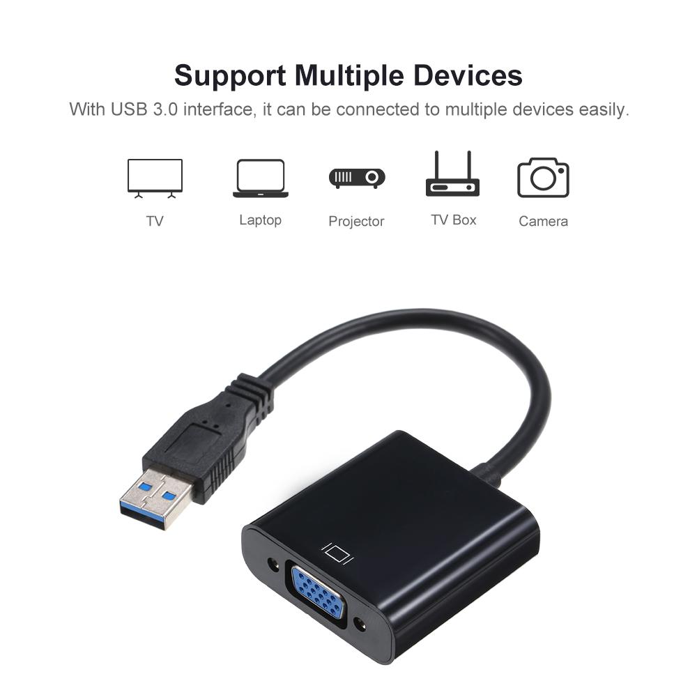 USB3.0 к VGA Женский адаптер-кабель-конвертер 1080p для ПК, ноутбука, проектора, ТВ-коробки