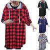 Women Fashion Casual Long Sleeve Plaid Hooded Cardigan Jacket Blouse Coat